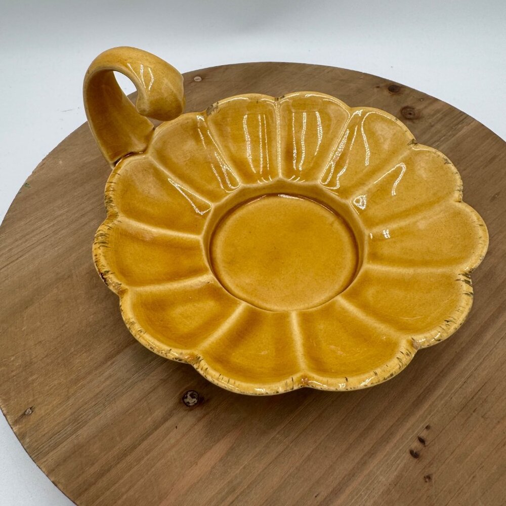 Vintage - Orange / Rust Ceramic - Hand Painted - Glazed - trinket catch all dish